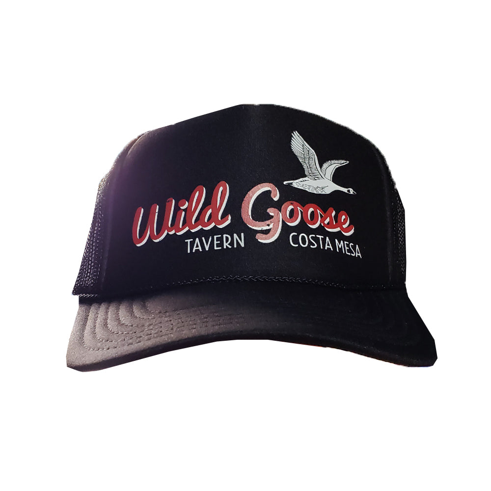 WILD GOOSE TRUCKER HAT - BLACK with Red Logo