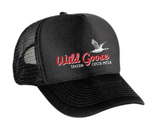WILD GOOSE TRUCKER HAT - BLACK with RED Logo
